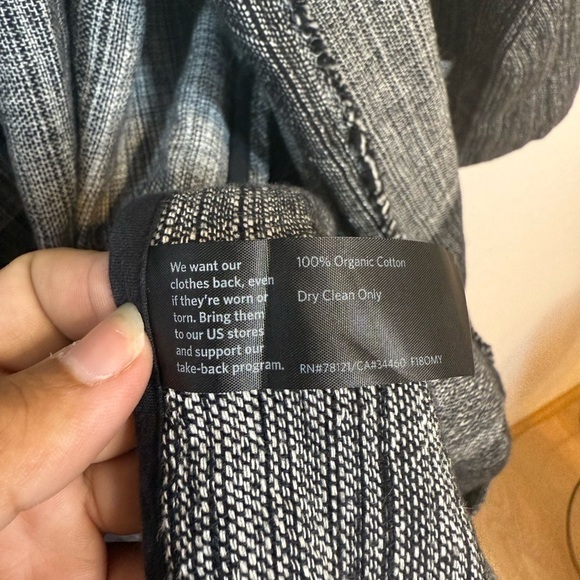 Eileen Fisher Hazy Blocks Organic Cotton Frayed Edge Jacket Size OS - Picture 6 of 6